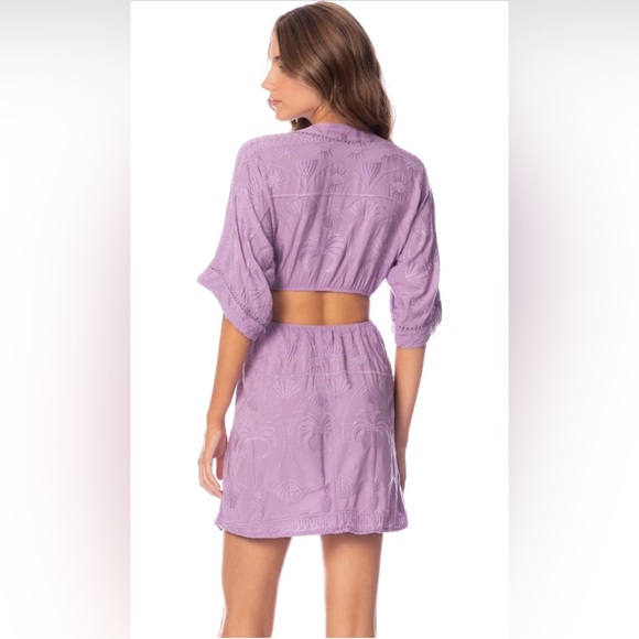 Maaji Cut out Mini Dress Lavander Textured with Lace Details Size S NWT - Picture 3 of 8